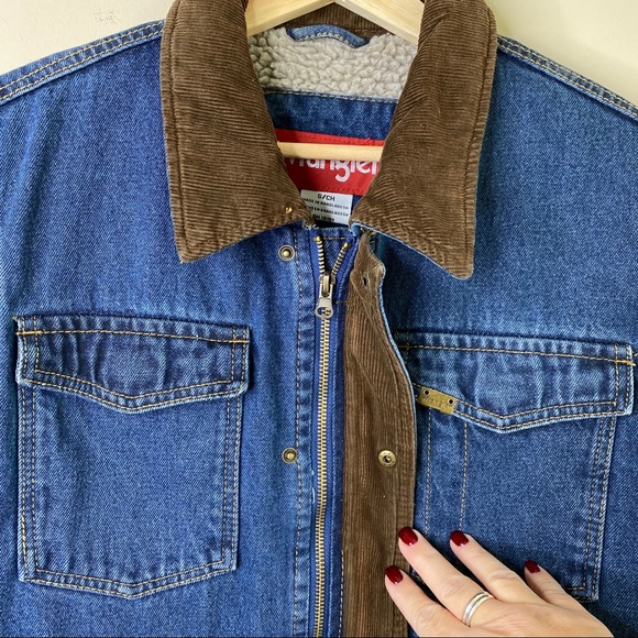 Vtg Wrangler denim Sherpa lined vest S - Picture 3 of 10